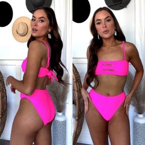 Hot Pink Cutout Bikini Set